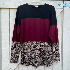 Sunshine & Rodeos M long sleeve animal print blouse shirt